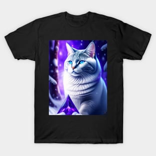 Sparkling British Shorthair In Snowy Forest T-Shirt